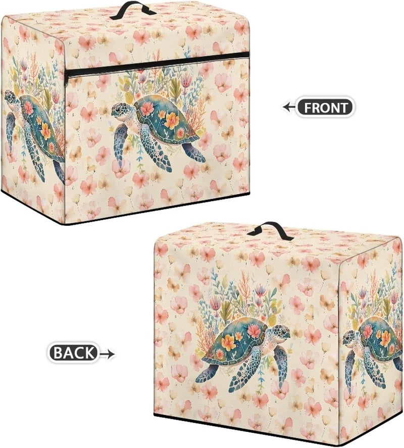 Xsehusvy Sea Turtle Flower Sewing Machine Carrying Case Portable Sewing Machine Dust Cover with Pocket and Handle Resuable Sewing Machine Protection Gifts for Sewing Fans Festival Decor - Image 2